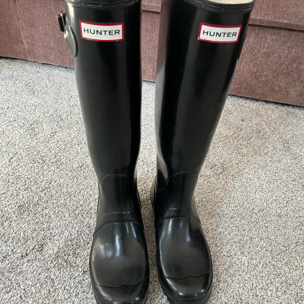 Hunter Glossy Black Waterproof Boots